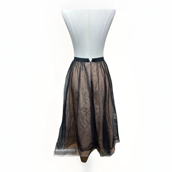 👗✨ NWT J.Crew Polka Dot Tulle A-Line Midi Skirt Black Size 00 Elegant - Picture 8 of 13